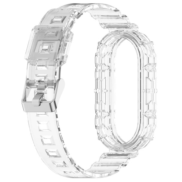 For Xiaomi Mi Band 8 Integrated Transparent Silicone Watch Band(White)