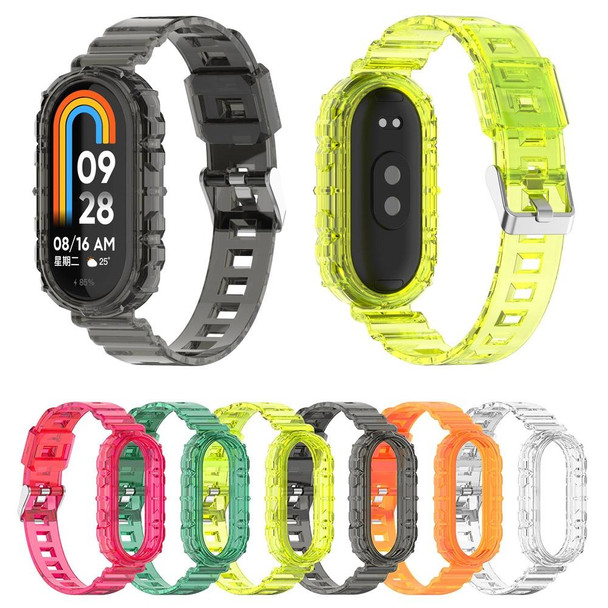 For Xiaomi Mi Band 8 Integrated Transparent Silicone Watch Band(Yellow)