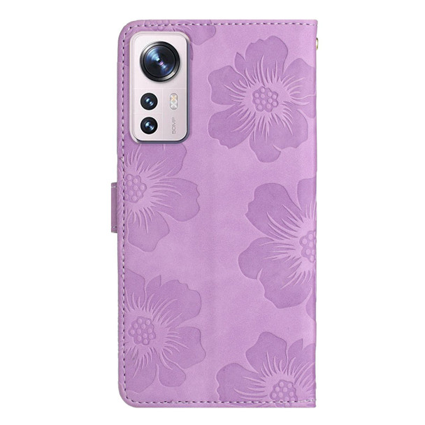 For Xiaomi 12 Lite Flower Embossing Pattern Leather Phone Case(Purple)