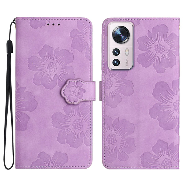 For Xiaomi 12 Lite Flower Embossing Pattern Leather Phone Case(Purple)