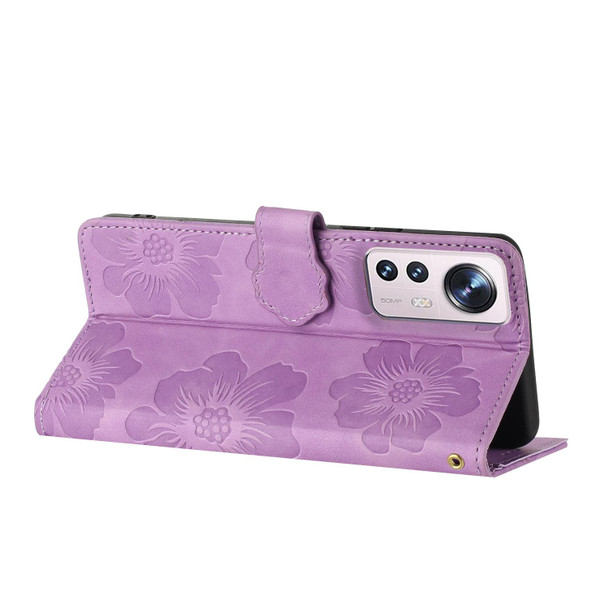 For Xiaomi 12 Lite Flower Embossing Pattern Leather Phone Case(Purple)