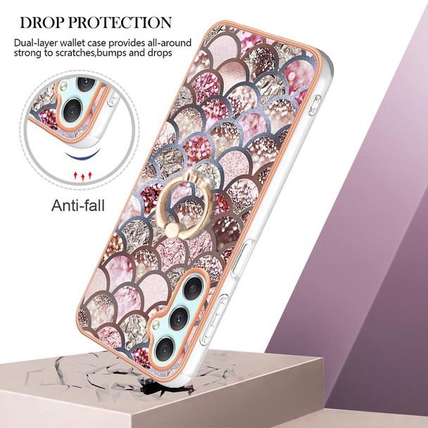 For Samsung Galaxy A24 4G Electroplating IMD TPU Phone Case with Ring(Pink Scales)