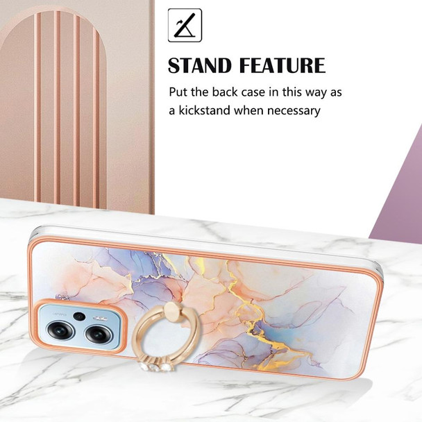 For Xiaomi Redmi Note 11T Pro/Note 11T Pro+ Electroplating IMD TPU Phone Case with Ring(White Marble)