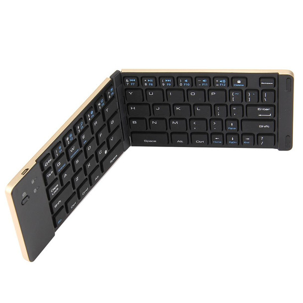 F66 Foldable Bluetooth Wireless 66 Keys Keyboard, Support Android / Windows / iOS(Gold)