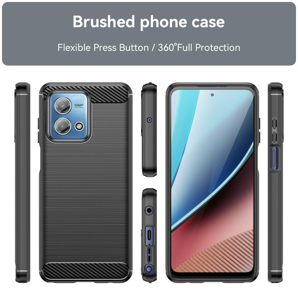 For Motorola Moto G Stylus 2023 4G Brushed Texture Carbon Fiber TPU Phone Case(Black)