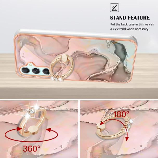 For Samsung Galaxy A24 4G Electroplating Marble Dual-side IMD Phone Case with Ring(Rose Gold 015)