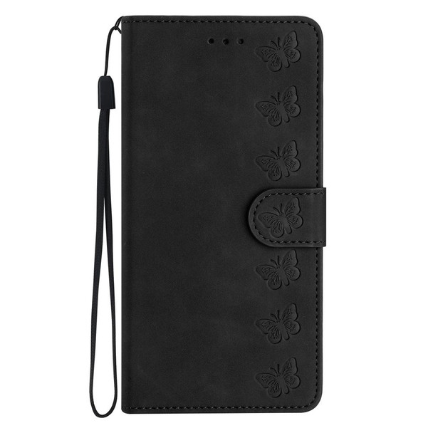 For iPhone 12 mini Seven Butterflies Embossed Leatherette Phone Case(Black)