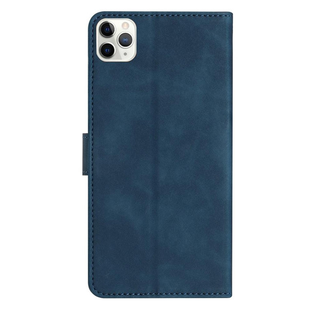 For iPhone 11 Pro Seven Butterflies Embossed Leatherette Phone Case(Blue)