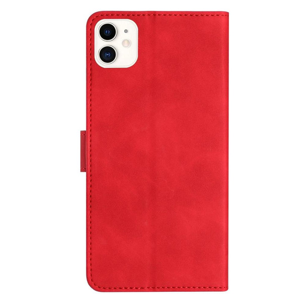 For iPhone 12 mini Seven Butterflies Embossed Leatherette Phone Case(Red)