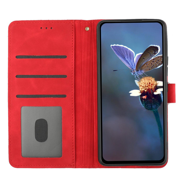 For Samsung Galaxy S20+ Flower Embossing Pattern Leatherette Phone Case(Red)