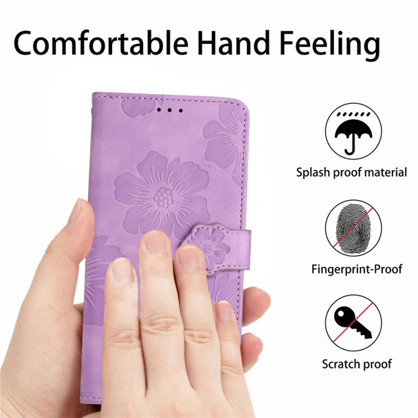 For Samsung Galaxy S20+ Flower Embossing Pattern Leatherette Phone Case(Purple)