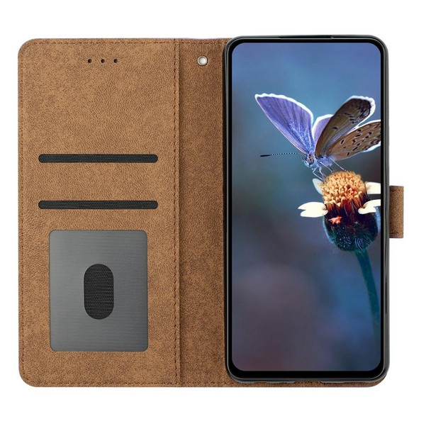 For OPPO A57 2022 Seven Butterflies Embossed Leatherette Phone Case(Brown)