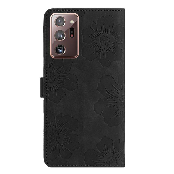 For Samsung Galaxy Note20 Ultra Flower Embossing Pattern Leatherette Phone Case(Black)