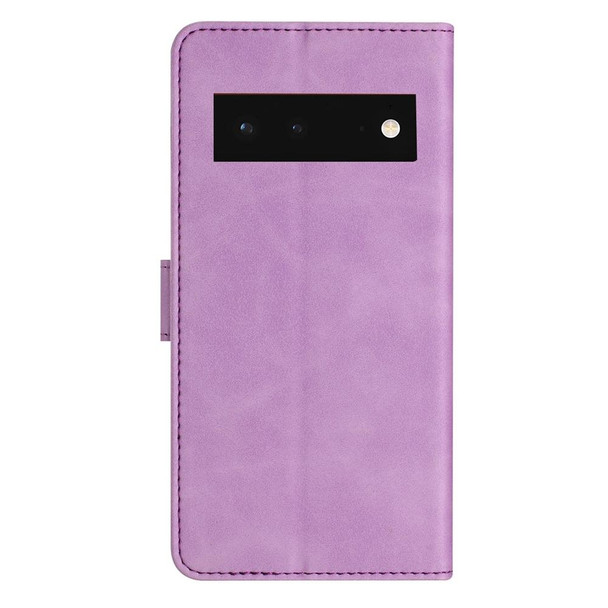 For Google Pixel 6 Seven Butterflies Embossed Leatherette Phone Case(Purple)