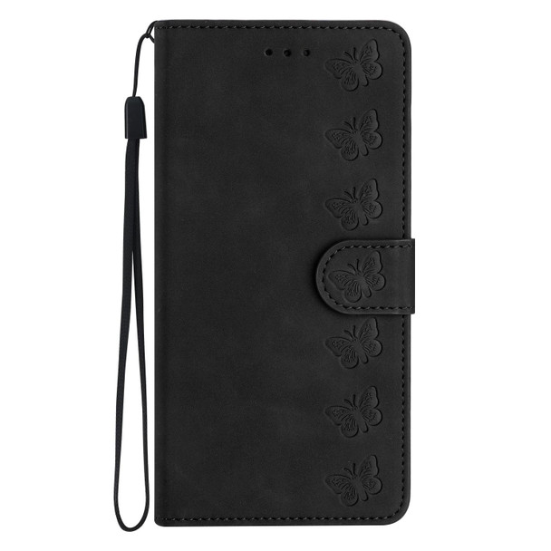 For TCL 40 SE Seven Butterflies Embossed Leatherette Phone Case(Black)