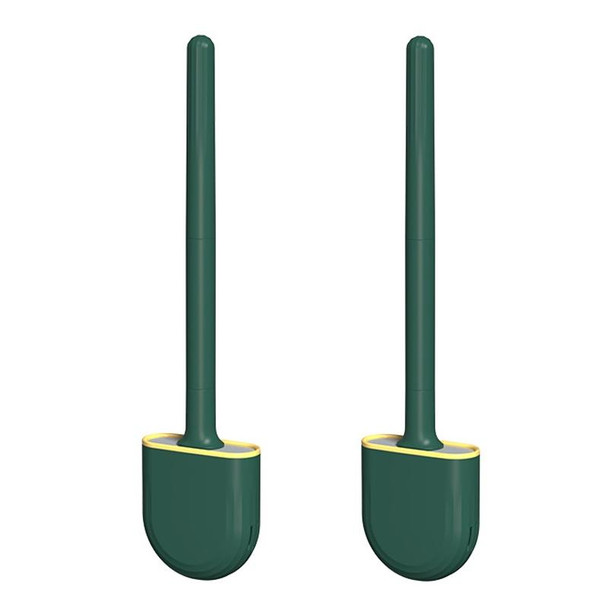 2pcs CD022 Soft Rubber Toilet Brush Clamp No Dead Space Cleaning Brush, Style: Leakage(Midnight Green)