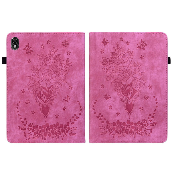 For Lenovo Legion Y700 Butterfly Rose Embossed Leatherette Tablet Case(Rose Red)