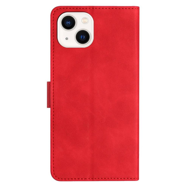 For iPhone 13 Seven Butterflies Embossed Leatherette Phone Case(Red)