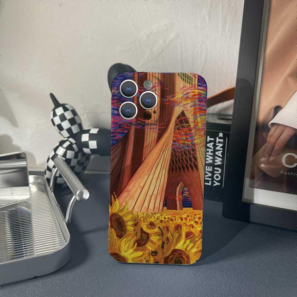 For iPhone SE 2022 / 2020 / 8 / 7 Precise Hole Oil Painting Pattern PC Phone Case(Architectural Painting)