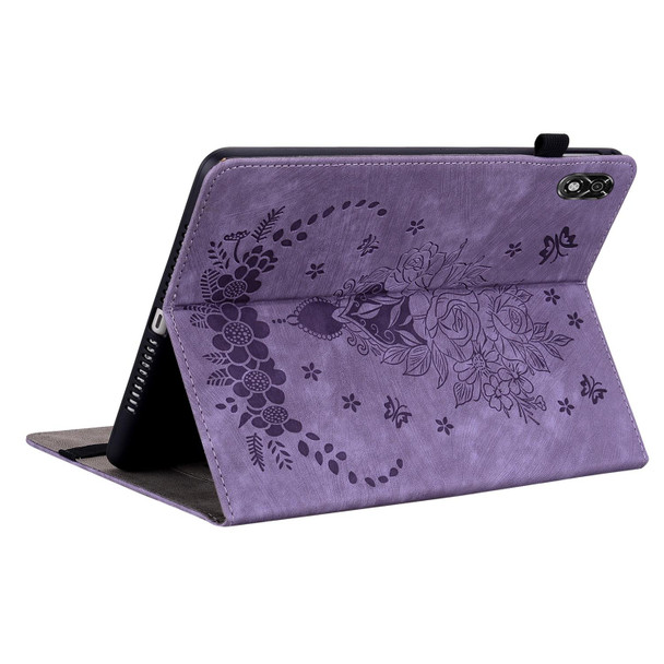 For Lenovo Legion Y700 Butterfly Rose Embossed Leatherette Tablet Case(Purple)
