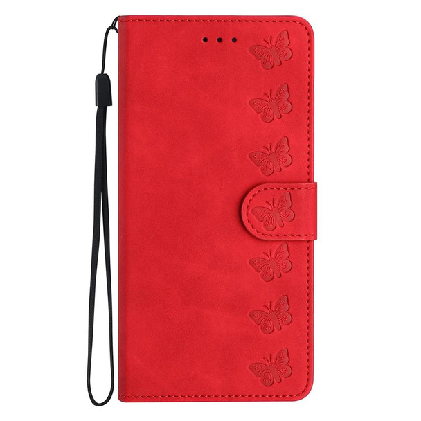 For Xiaomi 12 Pro Seven Butterflies Embossed Leather Phone Case(Red)