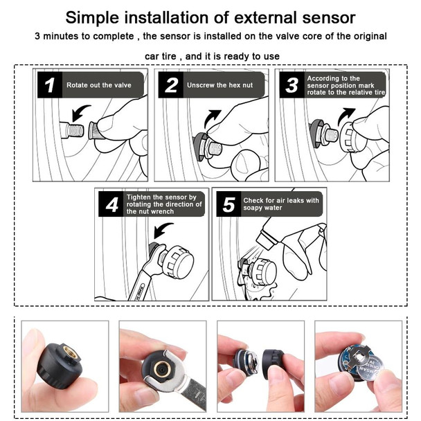 Rear Wheel Tire Pressure Temperature Monitoring Sensor(Black)