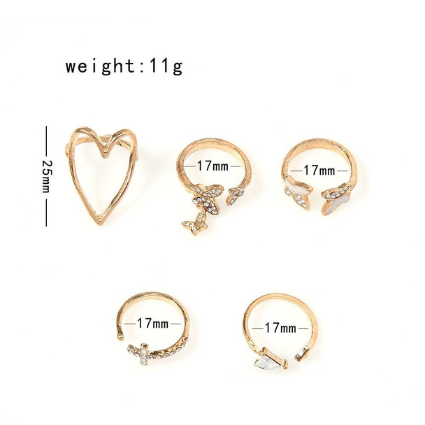 5pcs/set Cross Triangle Heart Hollow Butterfly Knuckle Ring(SKU5217)