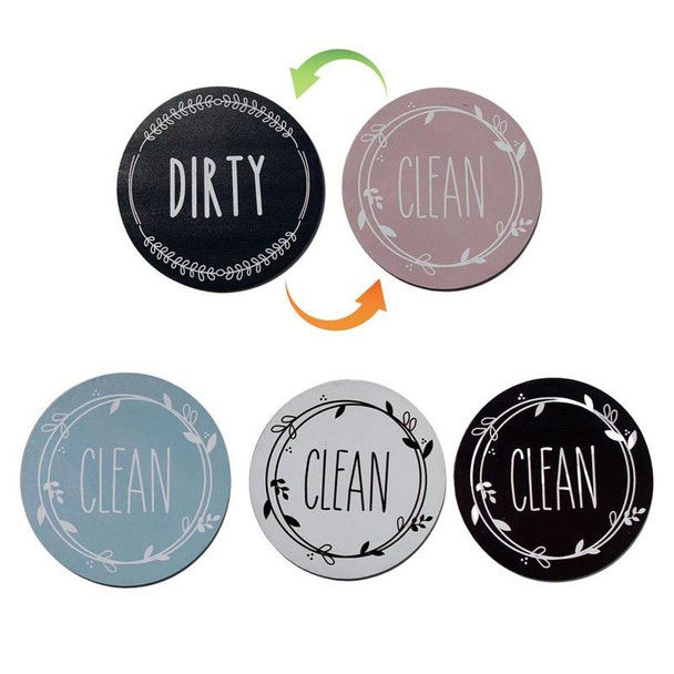 2pcs Dishwasher Round Magnet Clean Dirty Sign Double-Sided Dishwasher Magnet Cover(Black Blue)