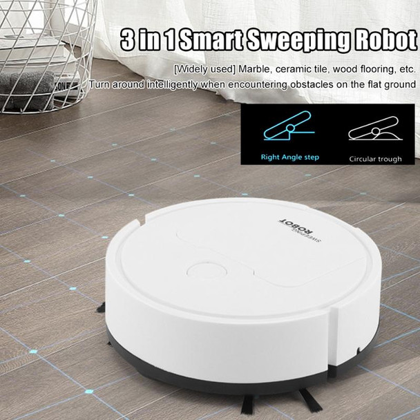 3 in 1 Mini Vacuum Cleaner Intelligent Sweeping Robot(White)