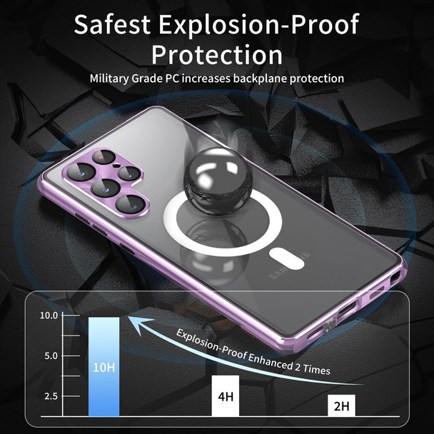 For Samsung Galaxy S22+ 5G HD Full Cover Magsafe Magnetic Metal Tempered Glass Phone Case(Silver)