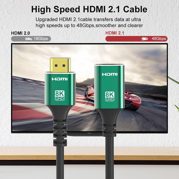 1.5m HDMI2.1 Male To Female 8K Audio And Video Cable Extension Cable(Green)