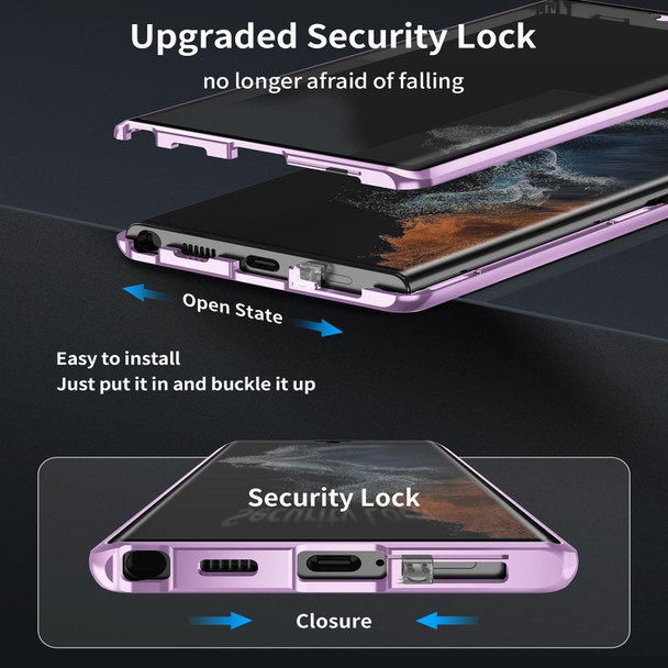 For Samsung Galaxy S22 5G HD Full Cover Magsafe Magnetic Metal Tempered Glass Phone Case(Purple)