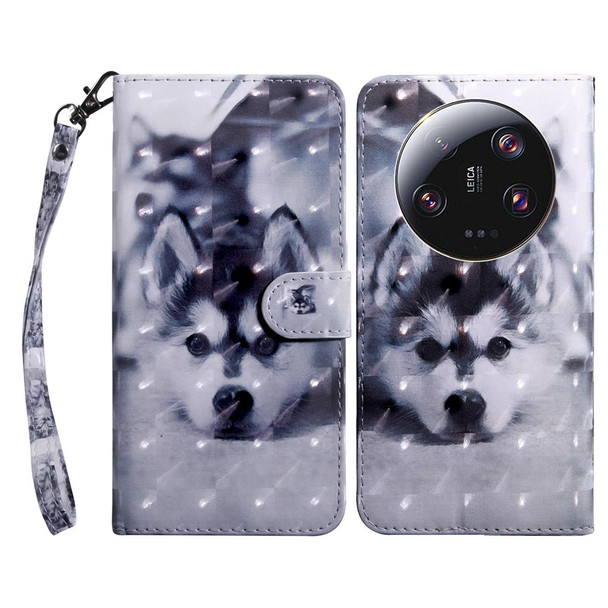 For Xiaomi 13 Ultra 3D Painted Pattern Leather Phone Case(Husky)