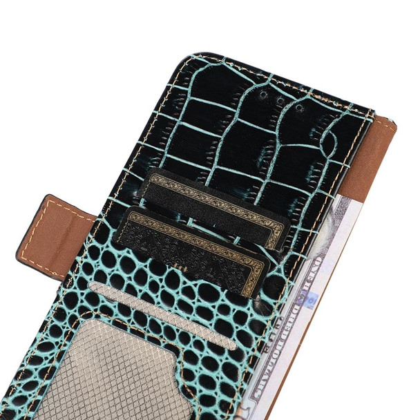 For iPhone 15 Crocodile Top Layer Cowhide Leatherette Phone Case(Green)
