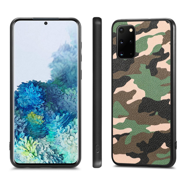 For Samsung Galaxy S20+ Camouflage Leatherette Back Cover Phone Case(Green)