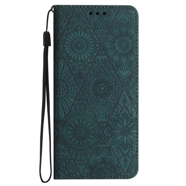 For Samsung Galaxy S10 Ethnic Embossed Adsorption Leatherette Phone Case(Blue)