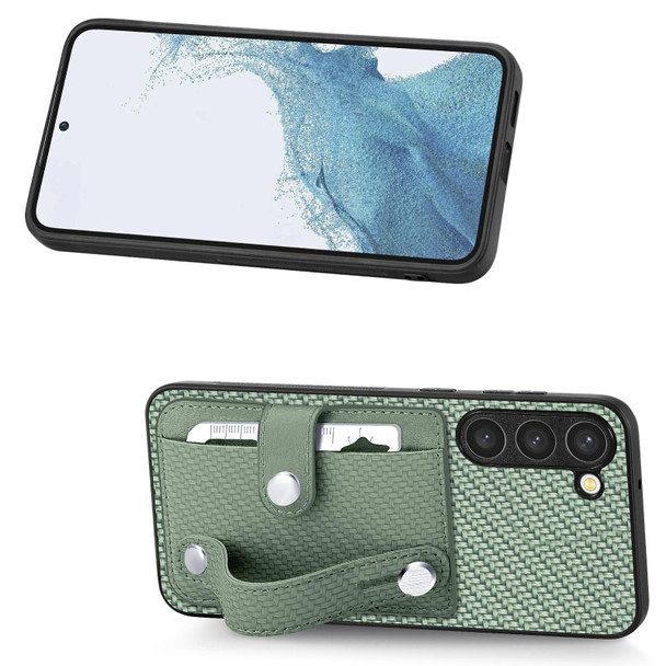 For Samsung Galaxy S21+ 5G Wristband Kickstand Wallet Back Phone Case with Tool Knife(Green)