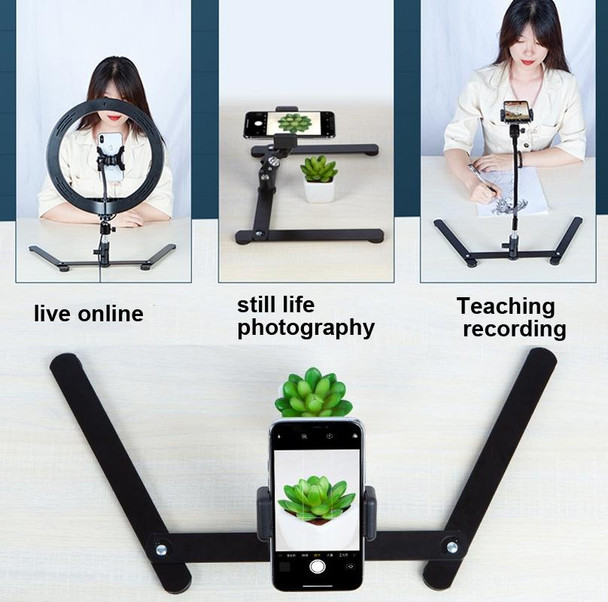 360 Degree Adjustable Metal Overhead Base Desktop Phone Holder,Style: Only Base