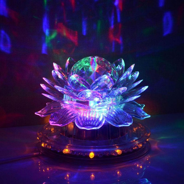 6W Voice Controlled Auto Rotating Lotus Party Stage Lamp , 48 + 3 LED RGB Four Color Light(Transparent)