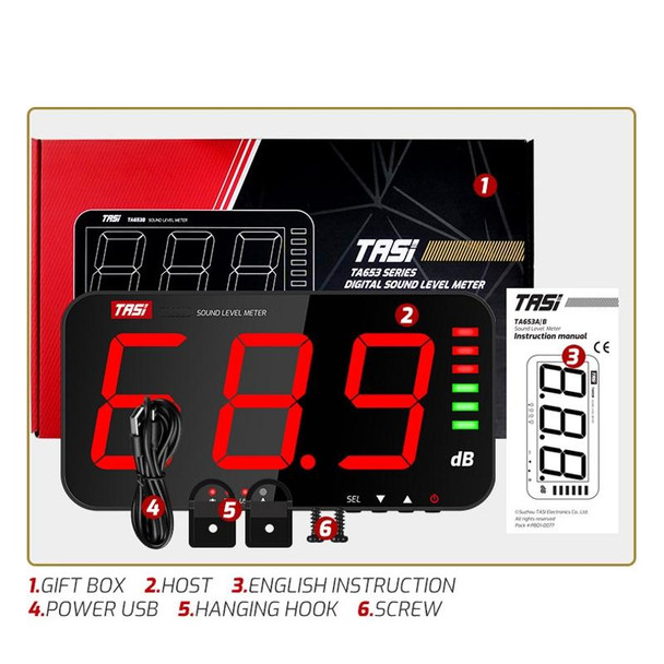 TASI TA654A Large Screen Wall-Mounted Noise Meter Decibel Detector