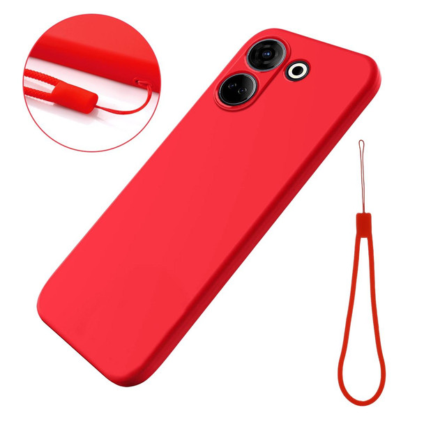For Tecno Camon 20 Pro Pure Color Liquid Silicone Shockproof Phone Case(Red)