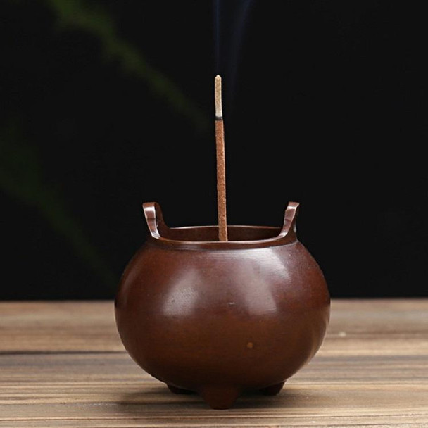 Binaural Incense Burner Pure Copper Household Small Indoor Antique Incense Burner, Style:Hand-played Vatican Incense Burner