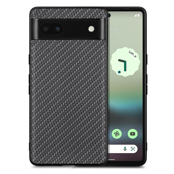 For Google Pixel 6A Carbon Fiber Texture Leatherette Back Cover Phone Case(Black)