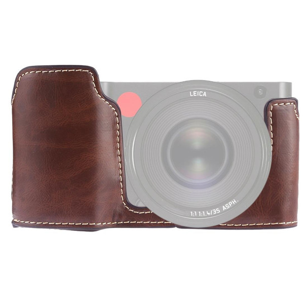 1/4 inch Thread PU Leatherette Camera Half Case Base for Leica TL (Typ 701) (Coffee)