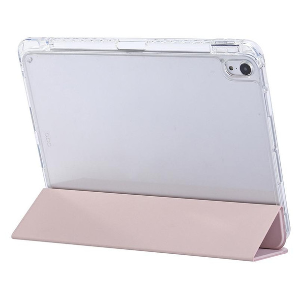 For iPad Pro 11 2022 / 2021 / 2020 3-Fold Lock Buckle Leatherette Smart Tablet Case(Pink)