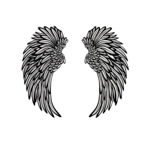 1pair 30cm Double Sided Black Engraved Metal Angel Wings Wall Hanging Decoration Without Lights