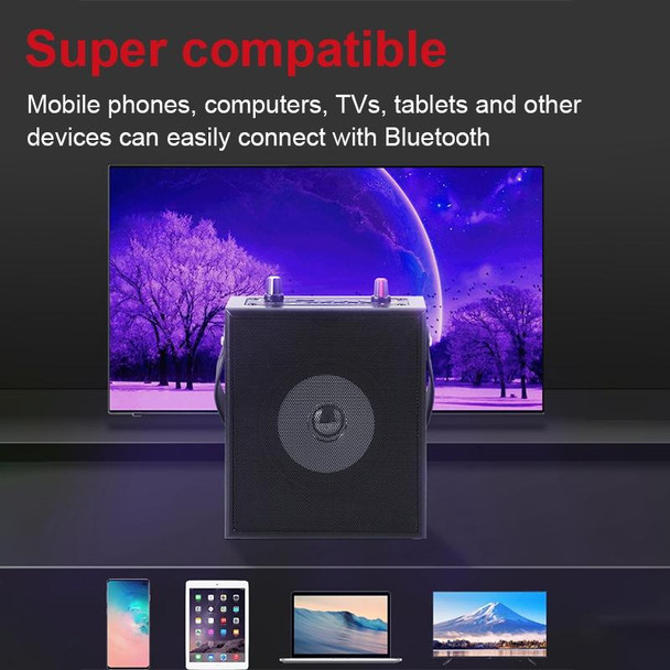 K10 10W Bluetooth 5.0 Portable Handheld Square Dance Bluetooth Speaker(Black)