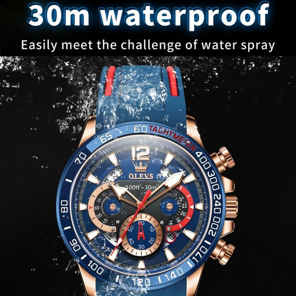 OLEVS 9936 Men Multifunctional Sports Waterproof Quartz Watch(Blue)