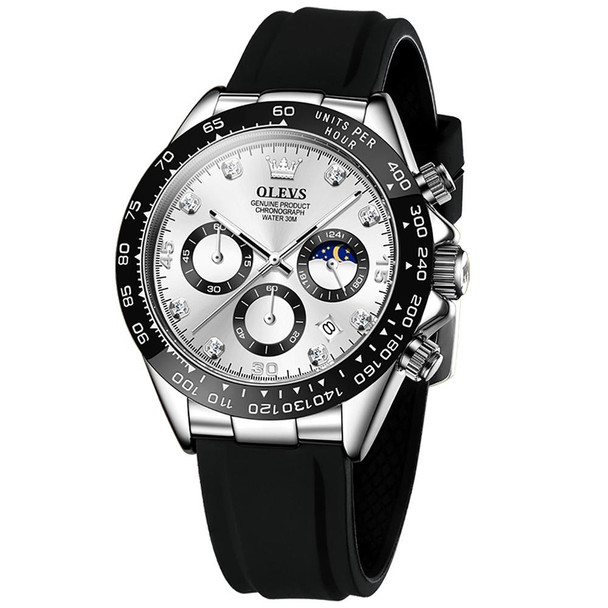 OLEVS 2875 Men Multifunctional Sports Chronograph Waterproof Quartz Watch(White)