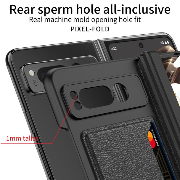 For Google Pixel Fold GKK Integrated Fold Hinge Full Coverage Phone Case with Card Bag(Carbon Fibre Black)